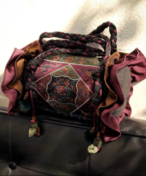 Original Ethnic Style Linen Embroidery Ruffled Messenger Bag HJ1029 Ada Fashion