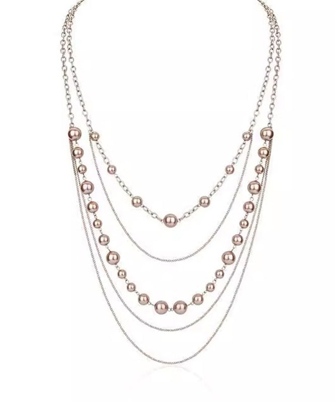 Alloy Double-Layer Pearl Lariat Original Necklace Gold FashionChic
