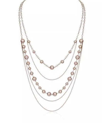 Alloy Double-Layer Pearl Lariat Original Necklace Gold FashionChic