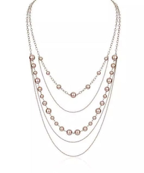 Alloy Double-Layer Pearl Lariat Original Necklace Gold FashionChic