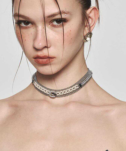 Collar Necklace Alloy Zircon Gold Original Pearl FashionChic