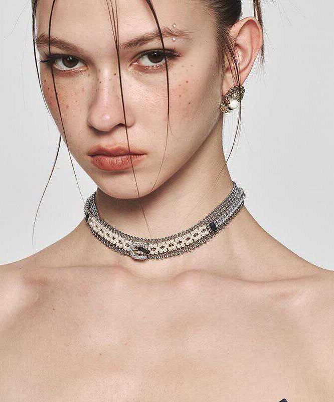 Collar Necklace Alloy Zircon Gold Original Pearl FashionChic