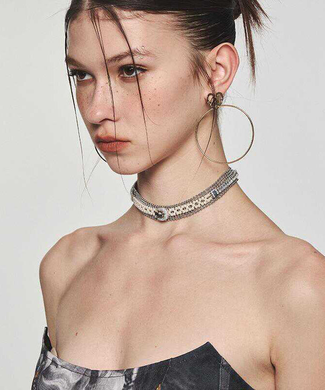 Collar Necklace Alloy Zircon Gold Original Pearl FashionChic