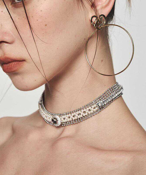 Collar Necklace Alloy Zircon Gold Original Pearl FashionChic