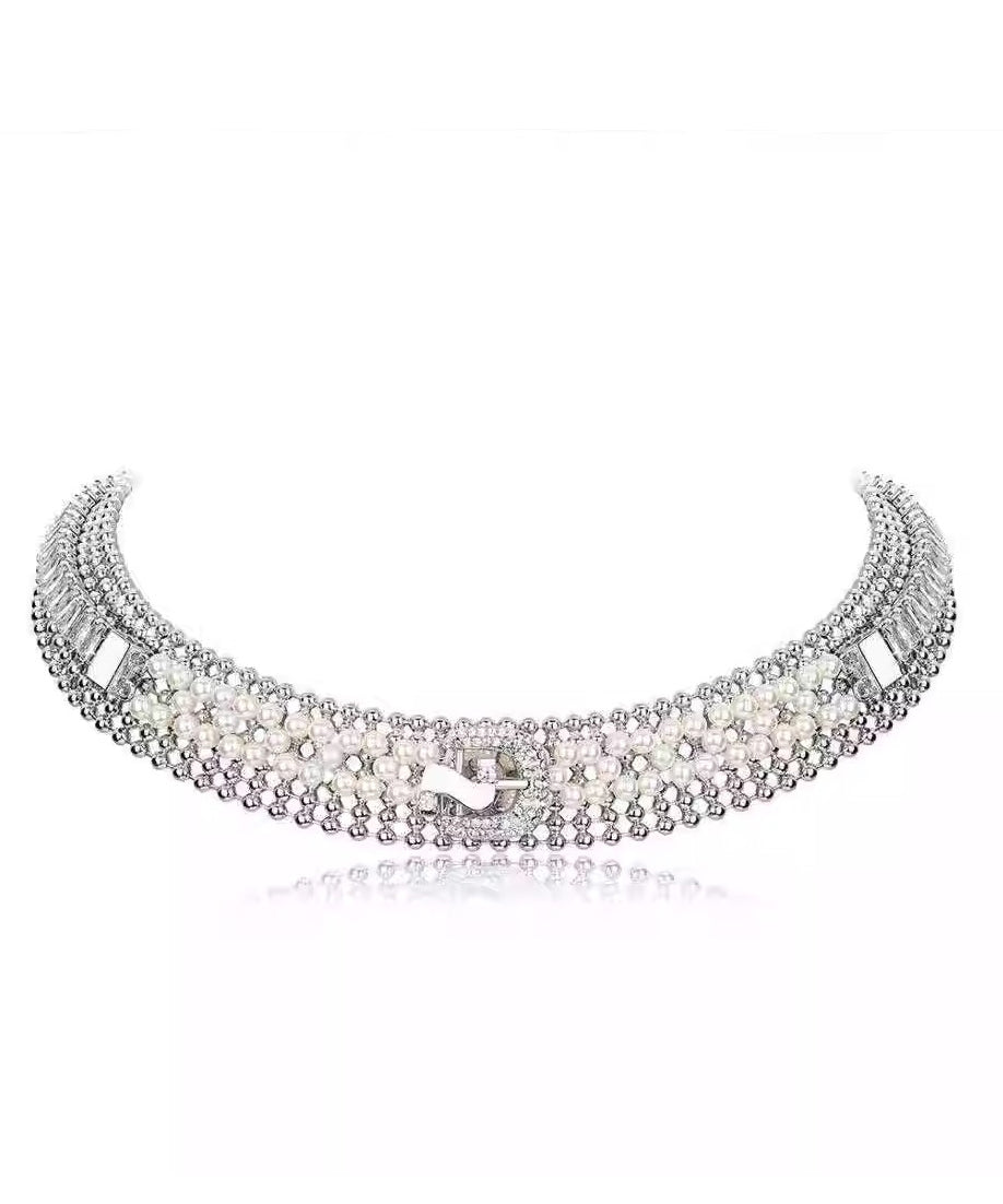 Collar Necklace Alloy Zircon Gold Original Pearl FashionChic