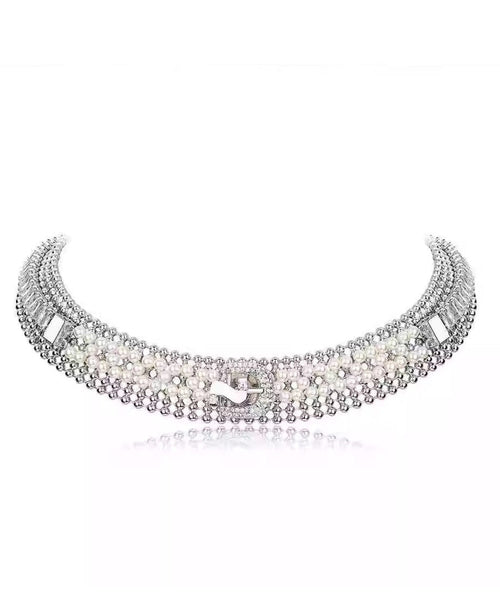 Collar Necklace Alloy Zircon Gold Original Pearl FashionChic