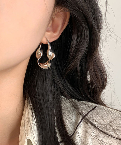 Metal Hoop Earrings Original Asymmetrical Gold Overgild FashionChic