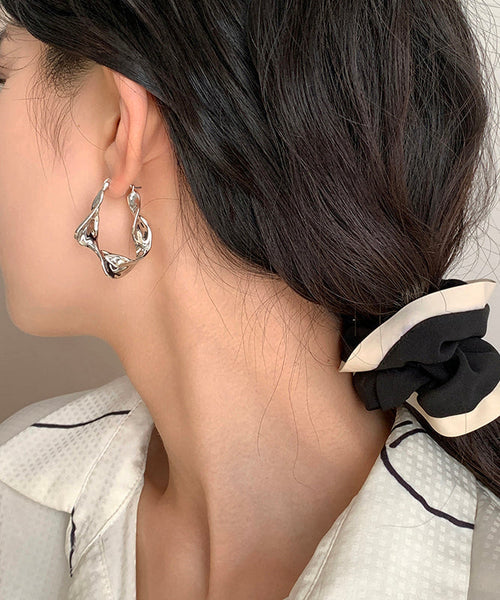 Metal Hoop Earrings Original Asymmetrical Gold Overgild FashionChic