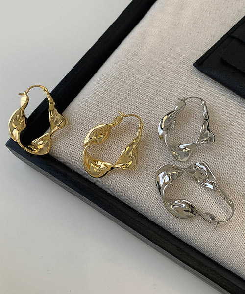 Metal Hoop Earrings Original Asymmetrical Gold Overgild FashionChic