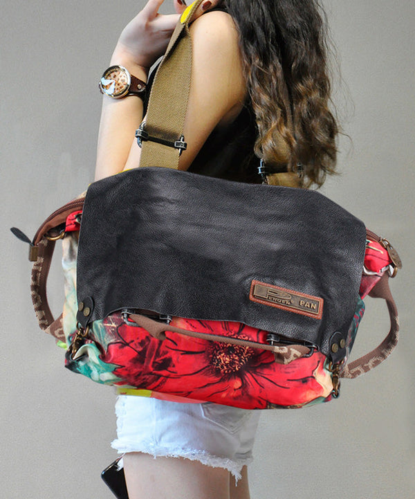 Original High-Capacity Patchwork Cowhide Outdoor Travel Shoulder Bag Ada Fashion