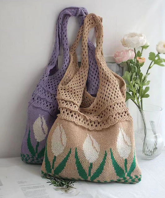 Original Hollowed Out Jacquard Knitted Shoulder Bag SX1030 Ada Fashion