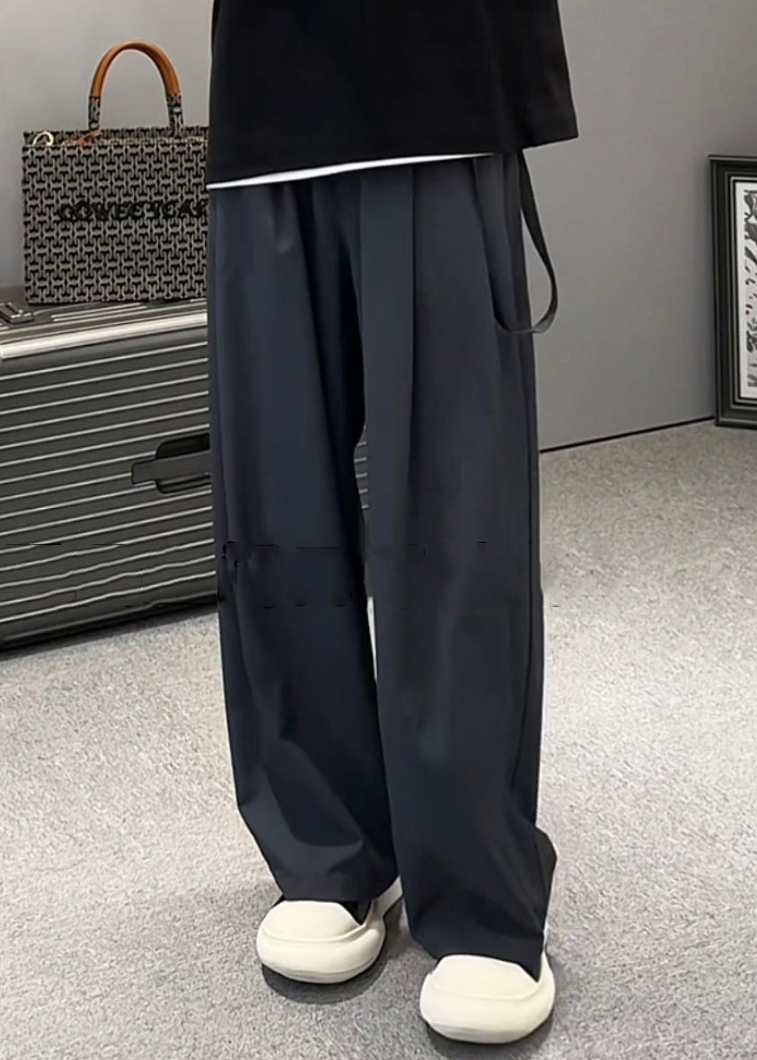 Ice Pockets Waist Silk Khaki Elastic Original Men Wide Pants Leg FashionChic