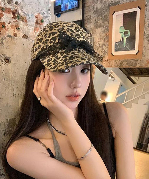 Bow Leopard Baseball Original Hat Cap Lace Print FashionChic