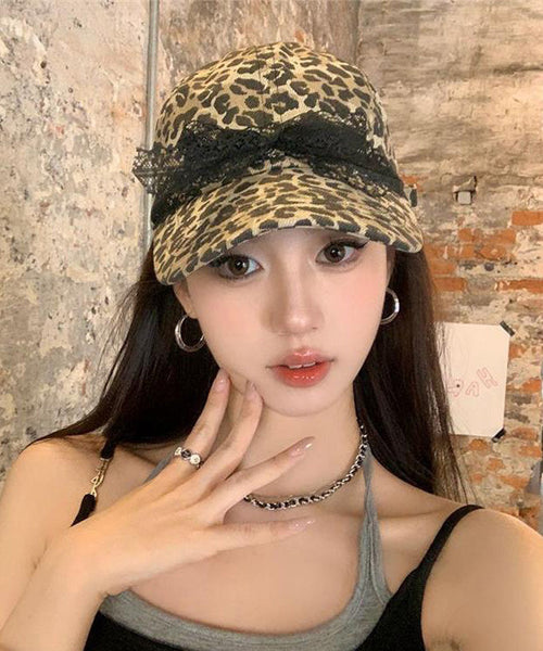 Bow Leopard Baseball Original Hat Cap Lace Print FashionChic