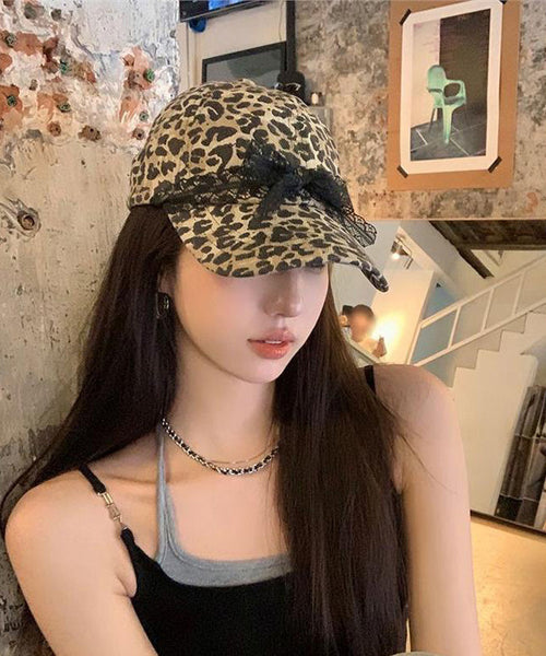 Lace Leopard Bow Print Hat Baseball Original Cap FashionChic