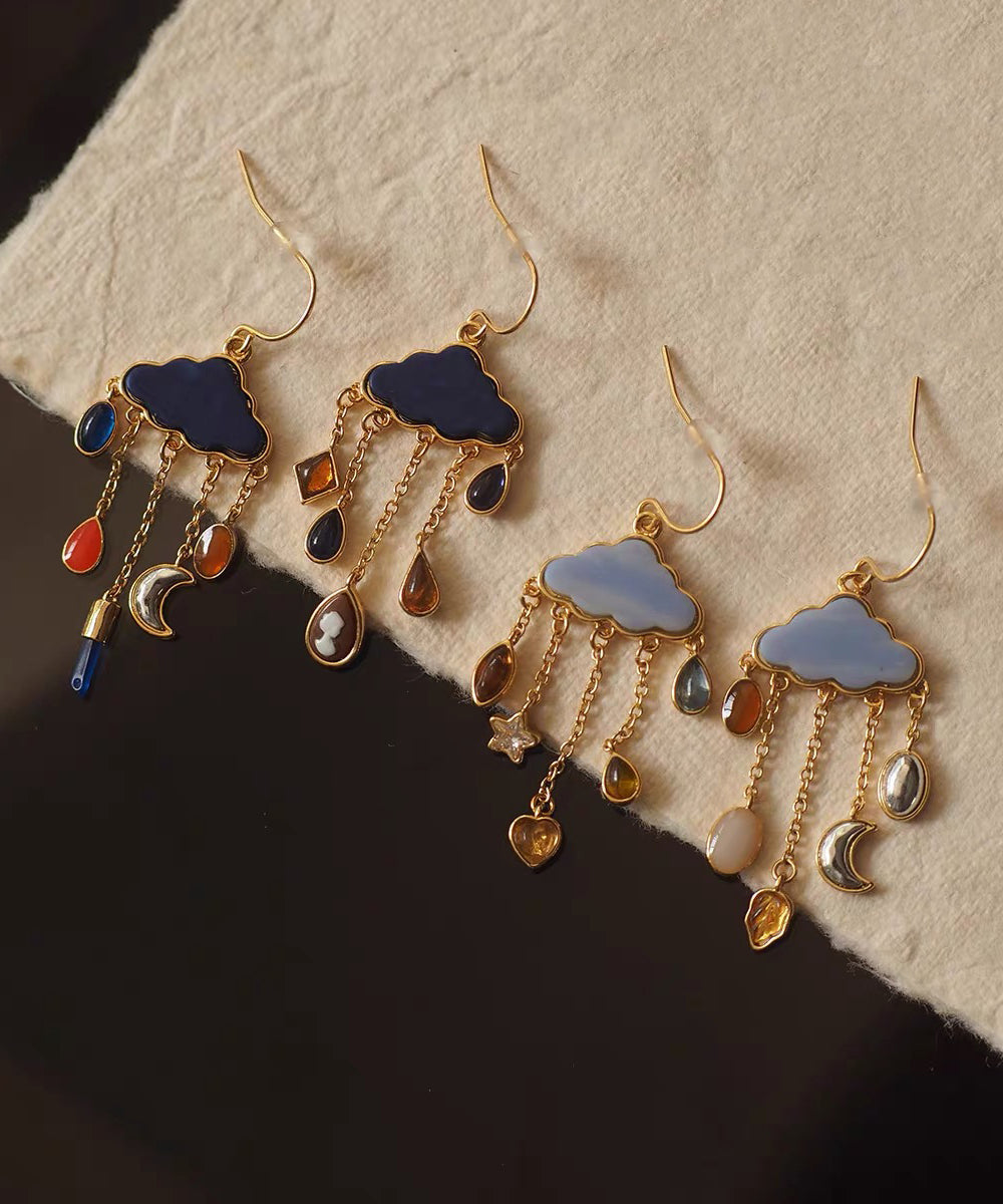 Overgild Drop Tassel Copper Moon Original Earrings Cloud Navy FashionChic