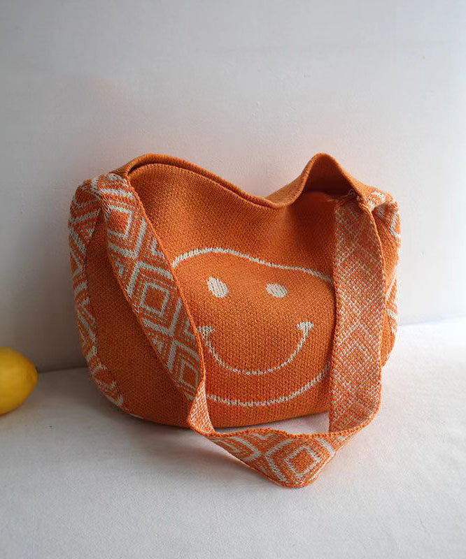 Original Orange Smiling Face Knitted Messenger Bag SX1021 Ada Fashion