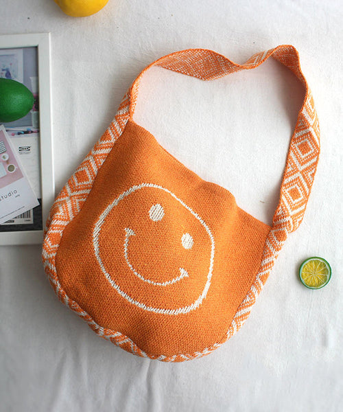 Original Orange Smiling Face Knitted Messenger Bag SX1021 Ada Fashion