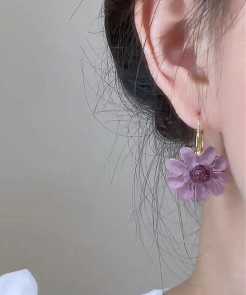Original Purple Copper Overgild Floral Drop Earrings YZ015 ABC