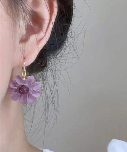Original Purple Copper Overgild Floral Drop Earrings YZ015 ABC