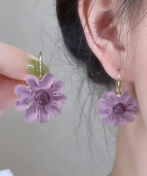 Original Purple Copper Overgild Floral Drop Earrings YZ015 ABC