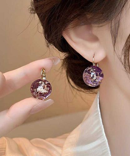 Original Purple Sterling Silver Alloy Gem Stone Stud Earrings WH017 JEW-SDL241116