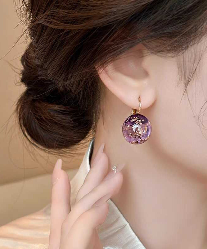 Original Purple Sterling Silver Alloy Gem Stone Stud Earrings WH017 JEW-SDL241116