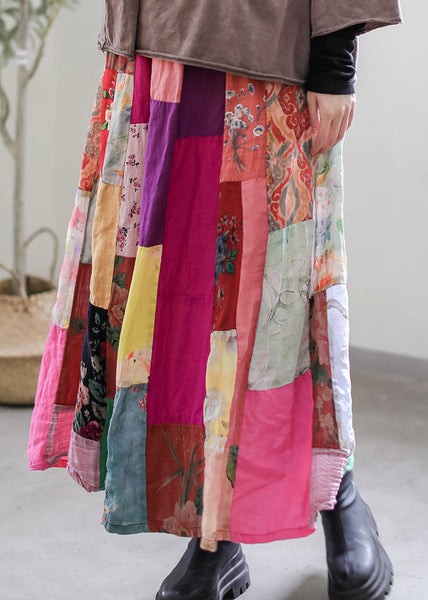 Original Rainbow Print Patchwork A Line Skirt Summer VB1006 Ada Fashion