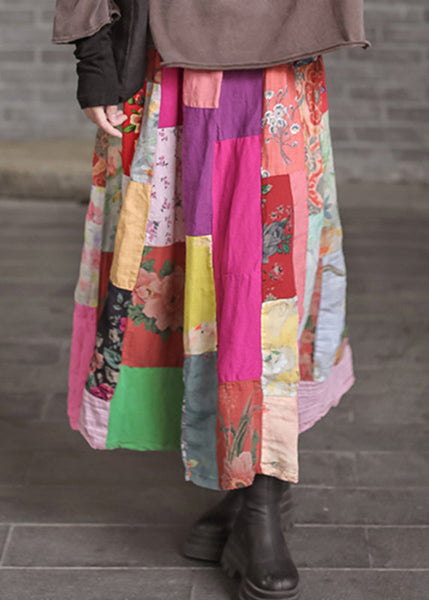 Original Rainbow Print Patchwork A Line Skirt Summer VB1006 Ada Fashion