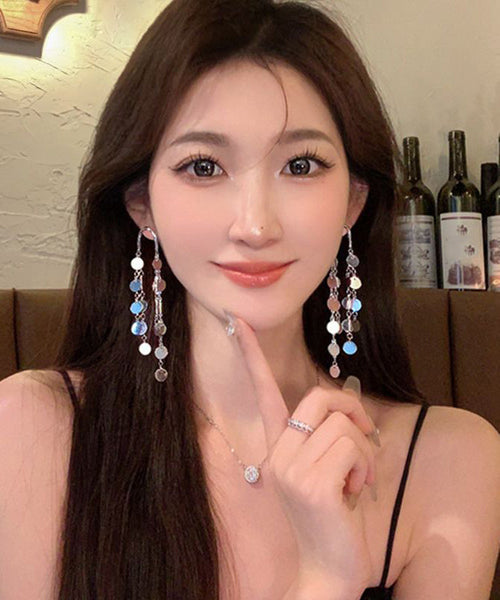 Original Drop Alloy Earrings Silk Sequins Tassel FashionChic