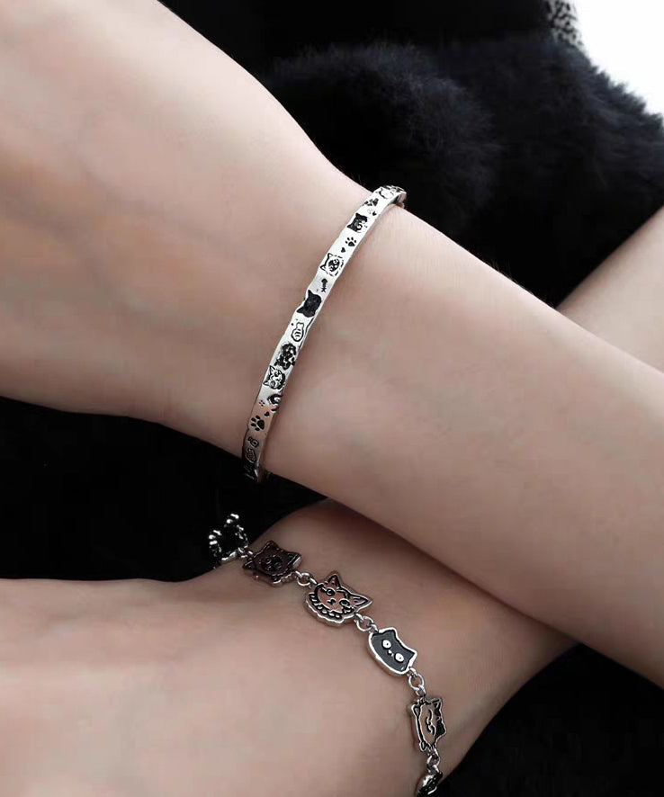 Little Original Copper Charm Graffiti Silk Cats Bracelet FashionChic