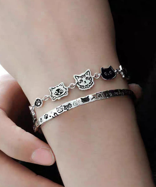 Little Original Copper Charm Graffiti Silk Cats Bracelet FashionChic