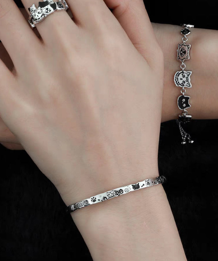 Little Original Copper Charm Graffiti Silk Cats Bracelet FashionChic