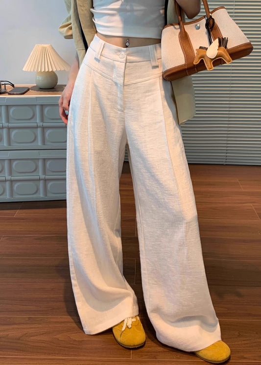 Waist Original Pants Linen Button High White Fall FashionChic
