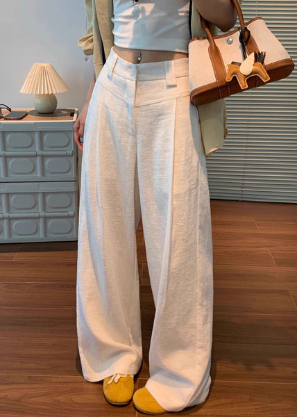 Waist Original Pants Linen Button High White Fall FashionChic