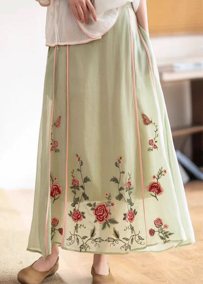 White Elastic Pockets Skirt Embroidered Waist Original Cotton FashionChic