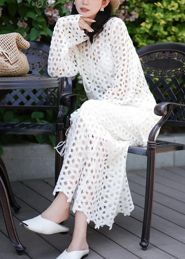 Hollow White Original Piece Solid Out Set Two Fall FashionChic