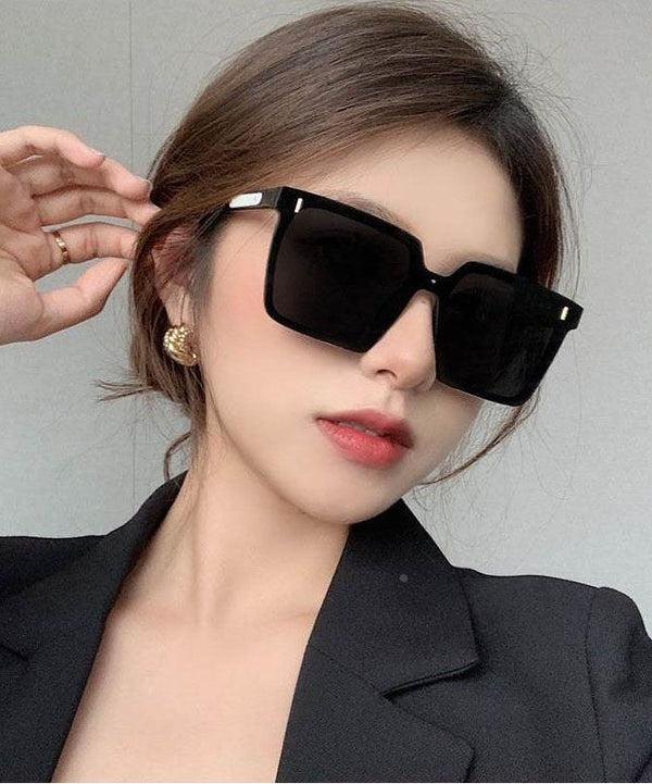 Oversize Black Temperament Square Large Frame Sunglasses XS1063 Ada Fashion