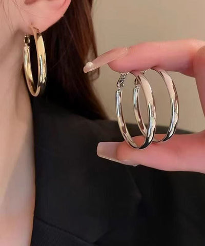 Circle Oversize Alloy Copper Gold Hoop Earrings FashionChic
