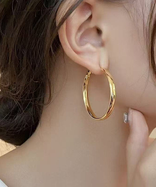Circle Oversize Alloy Copper Gold Hoop Earrings FashionChic