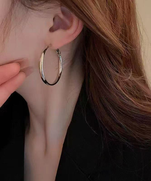 Circle Oversize Alloy Copper Gold Hoop Earrings FashionChic