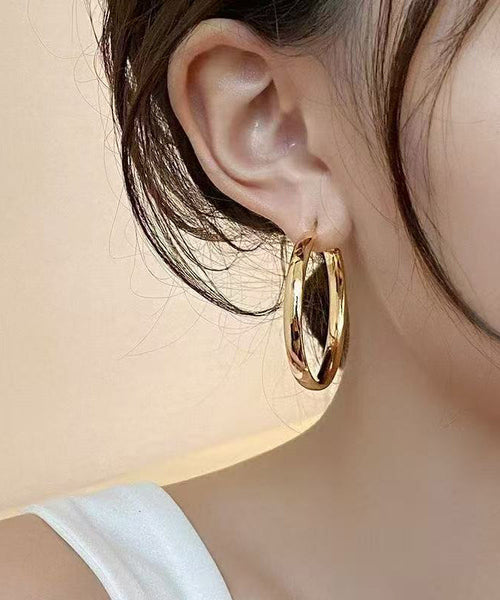 Circle Oversize Alloy Copper Gold Hoop Earrings FashionChic