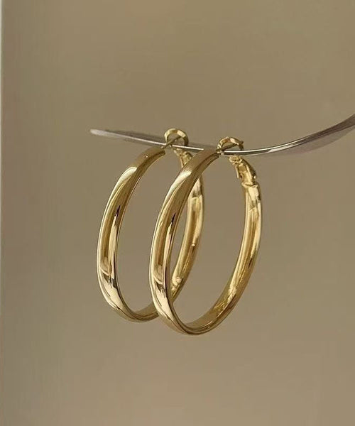 Circle Oversize Alloy Copper Gold Hoop Earrings FashionChic