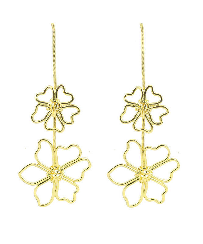 Oversize Gold Metal Alloy Floral Hollow Out Drop Earrings YA030 ABC