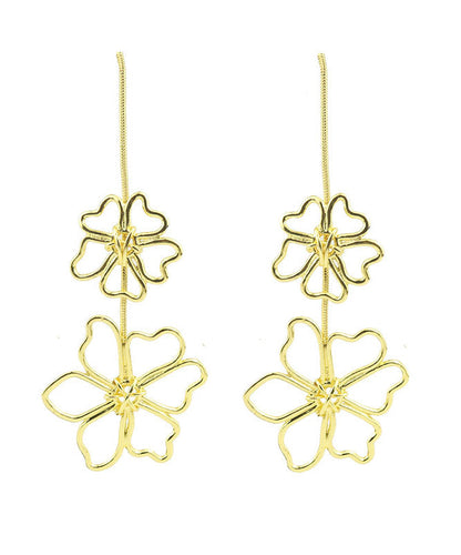 Oversize Gold Metal Alloy Floral Hollow Out Drop Earrings YA030 ABC