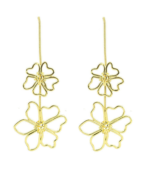 Oversize Gold Metal Alloy Floral Hollow Out Drop Earrings YA030 ABC