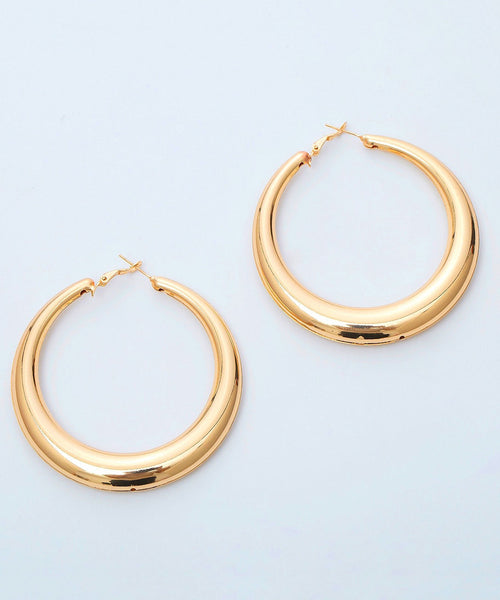 Earrings Oversize Metal Oval Alloy Hoop Gold FashionChic