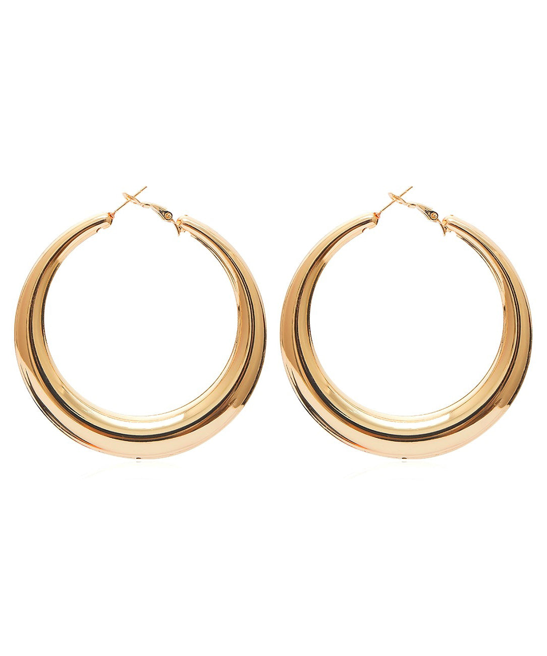 Earrings Oversize Metal Oval Alloy Hoop Gold FashionChic