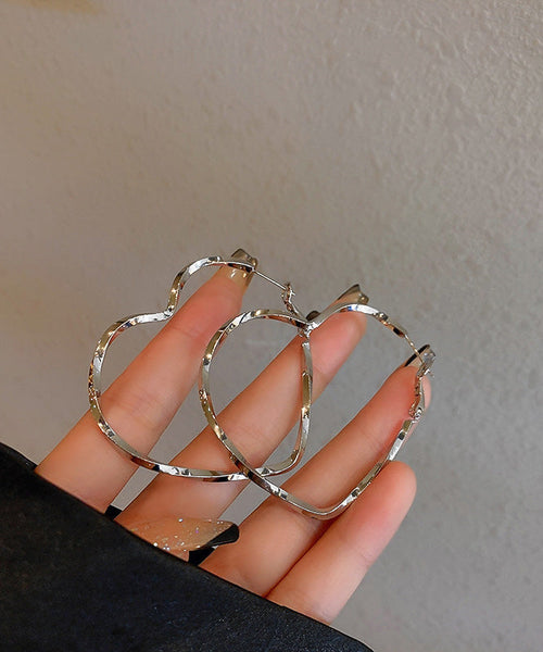 Oversize Gold Sterling Silver Alloy Love Hoop Earrings WO003 JEW-EAR241109