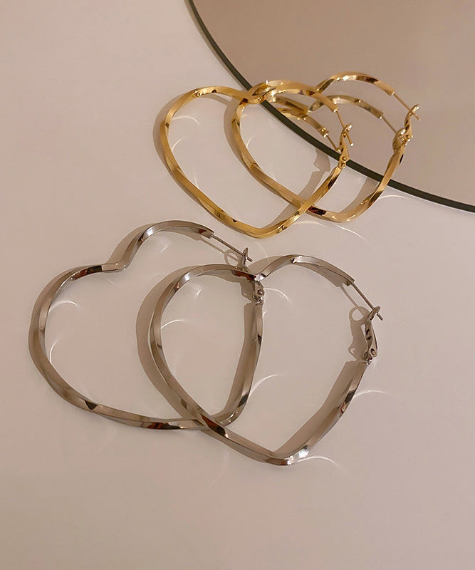 Oversize Gold Sterling Silver Alloy Love Hoop Earrings WO003 JEW-EAR241109